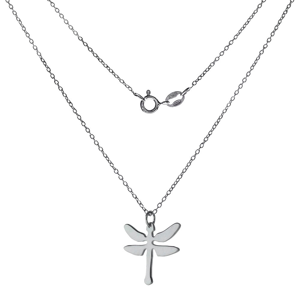 Sterling Silver Cable Chain With Dragonfly Pendant Necklace