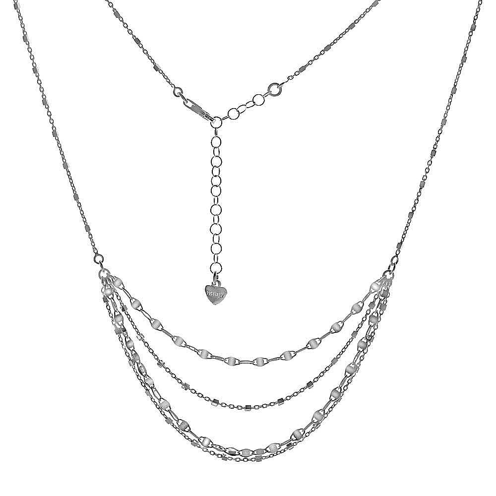 Italian Sterling Silver Fancy Multi Strands Necklace