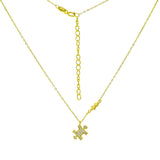 Sterling Silver Gold Plated Diamond Cut Cable Chain With Puzzle CZ Necklace