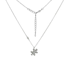 Load image into Gallery viewer, Sterling Silver Diamond Cut Cable Chain With Puzzle CZ Rhodium Necklace