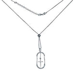 Sterling Silver Italian Box Chain With Cross Necklace