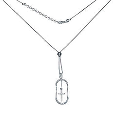Sterling Silver Italian Box Chain With Cross Necklace