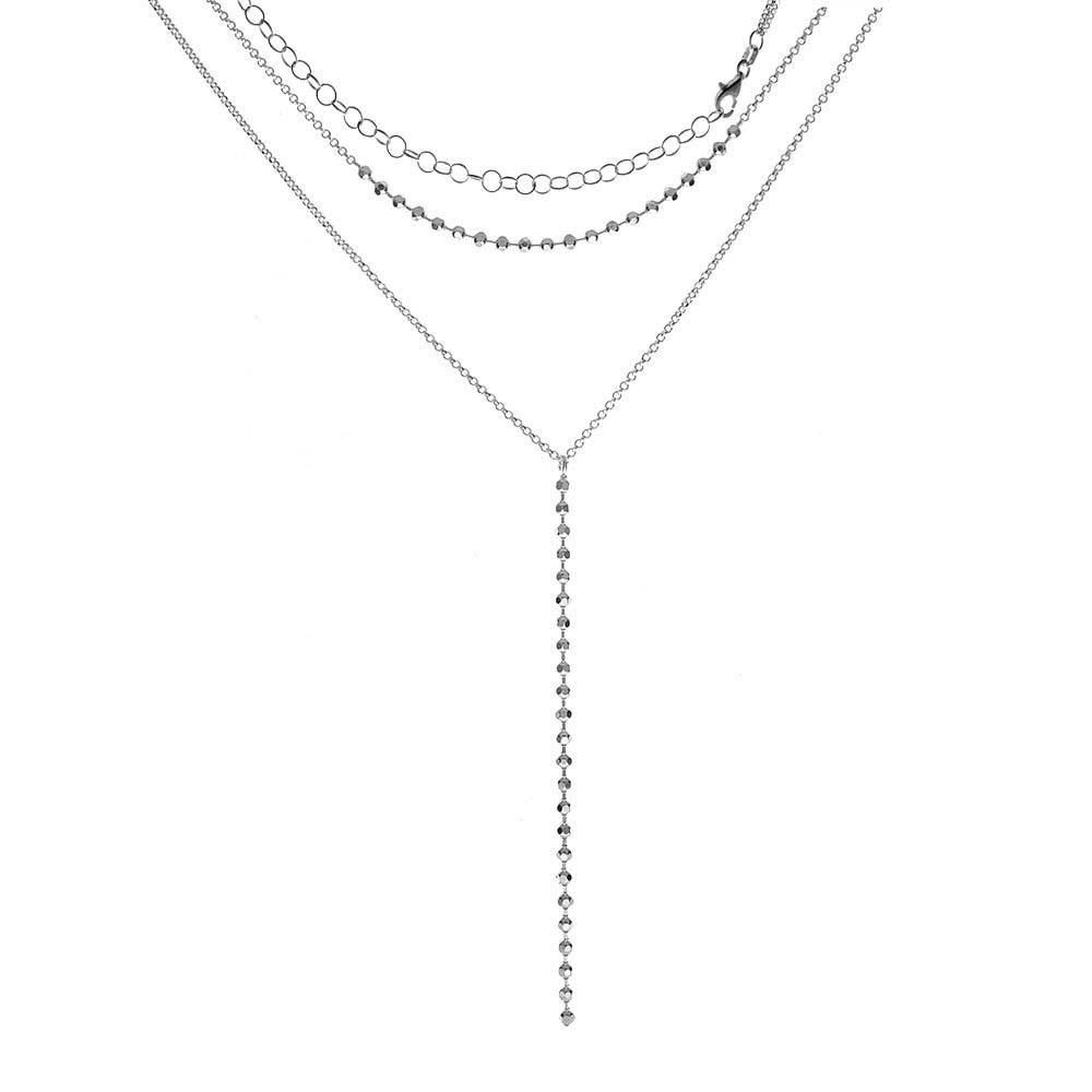 Sterling Silver Italian Double Layered Lariat Necklace