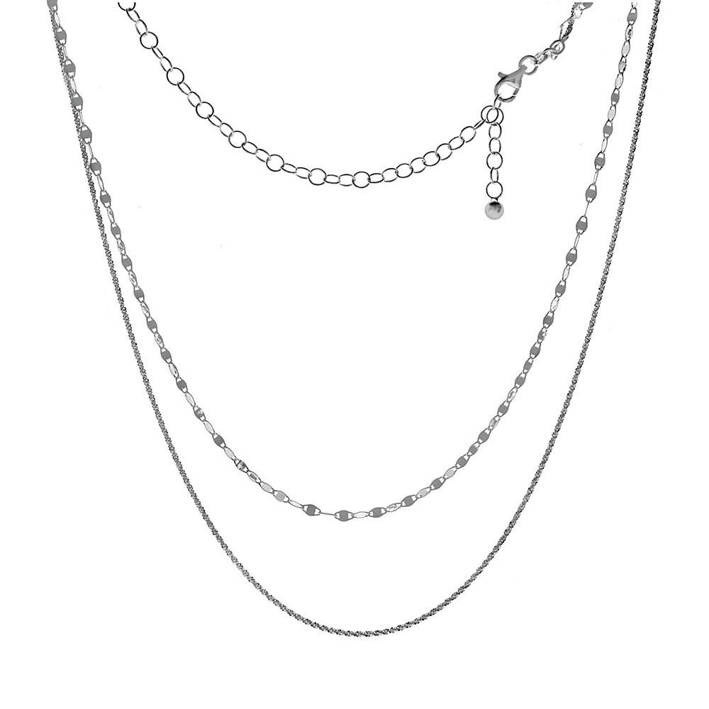 Sterling Silver Italian Double Layered Fancy Chain Necklace