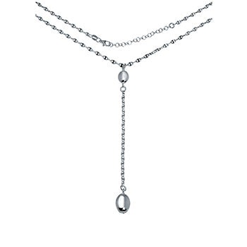 Italian Sterling Silver Fancy Marina Diamond Cut Y Necklace