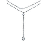 Italian Sterling Silver Fancy Marina Diamond Cut Y Necklace