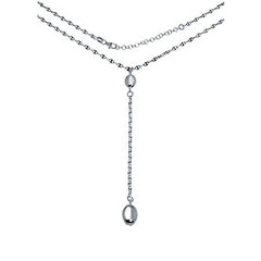 Italian Sterling Silver Fancy Marina Diamond Cut Y Necklace