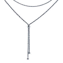 Load image into Gallery viewer, Sterling Silver Italian Fancy Adjustable Slider Y Rhodium Necklace