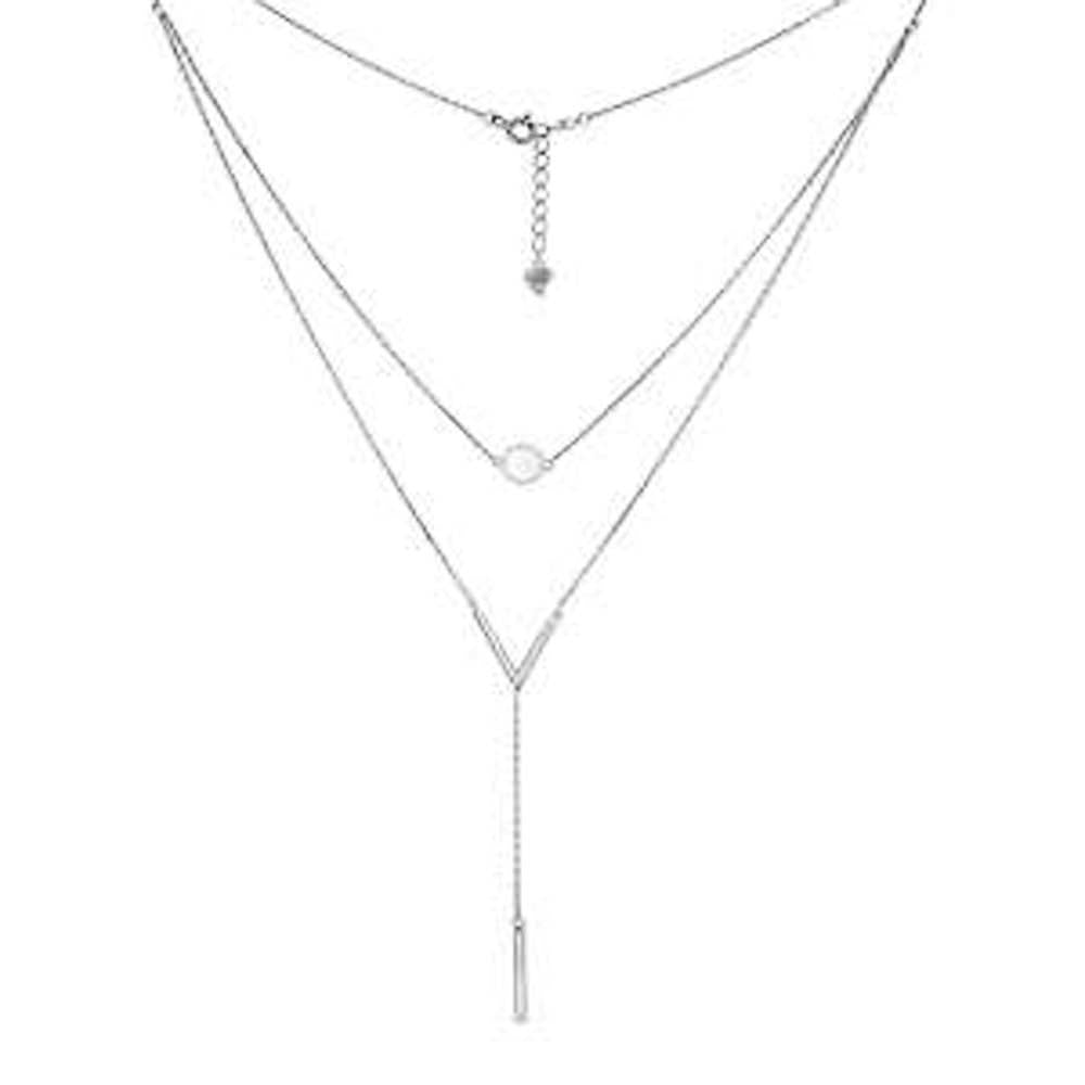 Sterling Silver Delicate Layered Rhodium NecklaceAnd Length 18 inches