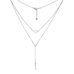 Sterling Silver Delicate Layered Rhodium NecklaceAnd Length 18 inches