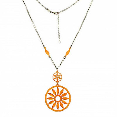 Rhodium Plated Italian Sterling Silver Rolo Necklace with Gold Plated Sun DesignAnd Necklace Length of 17  and Lobster Clasp