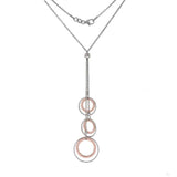 Sterling Silver Italian Fancy Rose Plated Rhodium Lariat Necklace