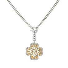 Load image into Gallery viewer, Italian Sterling Silver Rose Gold Plated Laser Cut Pendant Rhodium NecklaceAnd Length 18 inchesAnd Diameter 30mm
