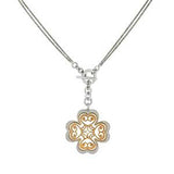 Italian Sterling Silver Rose Gold Plated Laser Cut Pendant Rhodium NecklaceAnd Length 18 inchesAnd Diameter 30mm