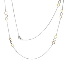 Load image into Gallery viewer, Sterling Silver Italian Fancy Tri-Color Rhodium Long Necklace