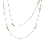 Sterling Silver Italian Fancy Tri-Color Rhodium Long Necklace