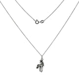 Italian Sterling Silver Rhodium Cable Chain With Horse Charm Pendent Necklace