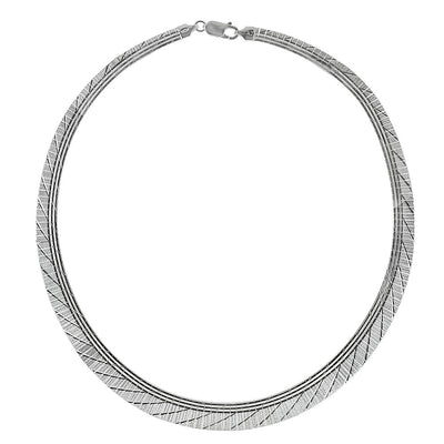 Italian Sterling Silver Graduated Cleopatra Diamond Cut Necklace