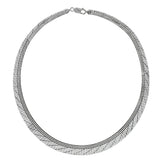 Italian Sterling Silver Graduated Cleopatra Diamond Cut Necklace