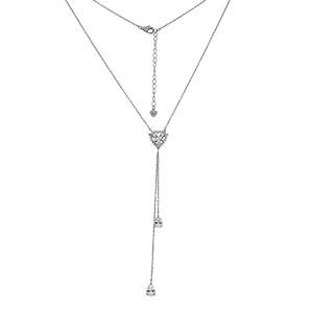 Sterling Silver Heart & Pear Shape CZ Y NecklaceAnd Length 19 inches