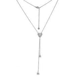 Sterling Silver Heart & Pear Shape CZ Y NecklaceAnd Length 19 inches