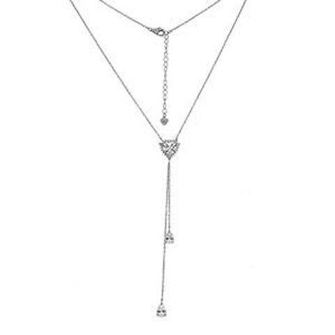 Sterling Silver Heart & Pear Shape CZ Y NecklaceAnd Length 19 inches