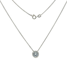 Load image into Gallery viewer, Sterling Silver Cubic Zirconia Bezel Setting With Rolo Diamond Cut Chain Rhodium Necklace