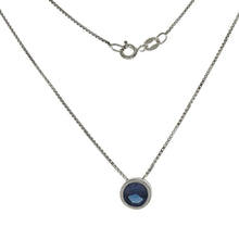 Load image into Gallery viewer, Sterling Silver Blue Cubic Zirconia Bezel Setting With Box Chain Rhodium Necklace