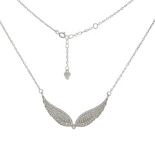 Load image into Gallery viewer, Sterling Silver Cubic Zirconia Angel Wing Rhodium Necklace