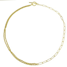 Load image into Gallery viewer, Sterling Silver Gold Plated Double Rope Paperclip With Toggle Necklace