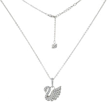 Load image into Gallery viewer, Sterling Silver Rolo Diamond cut With Pave CZ Swan Pendant Necklace