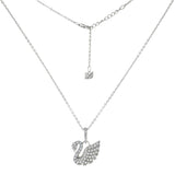 Sterling Silver Rolo Diamond cut With Pave CZ Swan Pendant Necklace