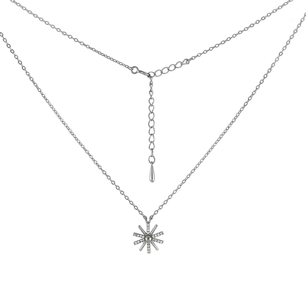 Sterling silver Snowflake CZ Rhodium Necklace