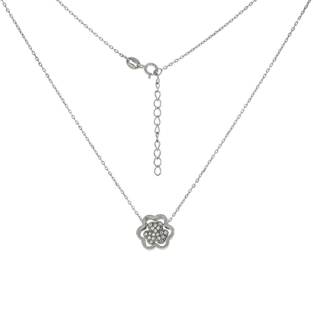 Sterling Silver Cubic Zirconia Infinity Rhodium Necklace