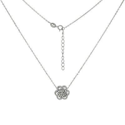 Sterling Silver Cubic Zirconia Infinity Rhodium Necklace
