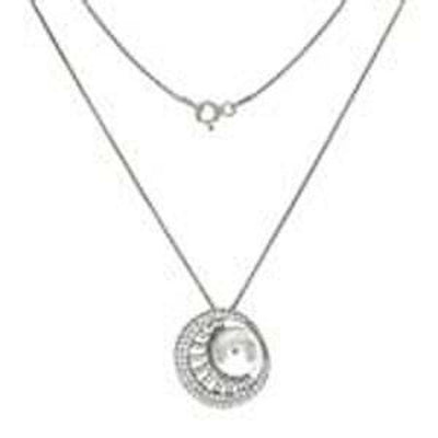 Sterling Silver Pearl With Cubic Zirconia Slider Necklace