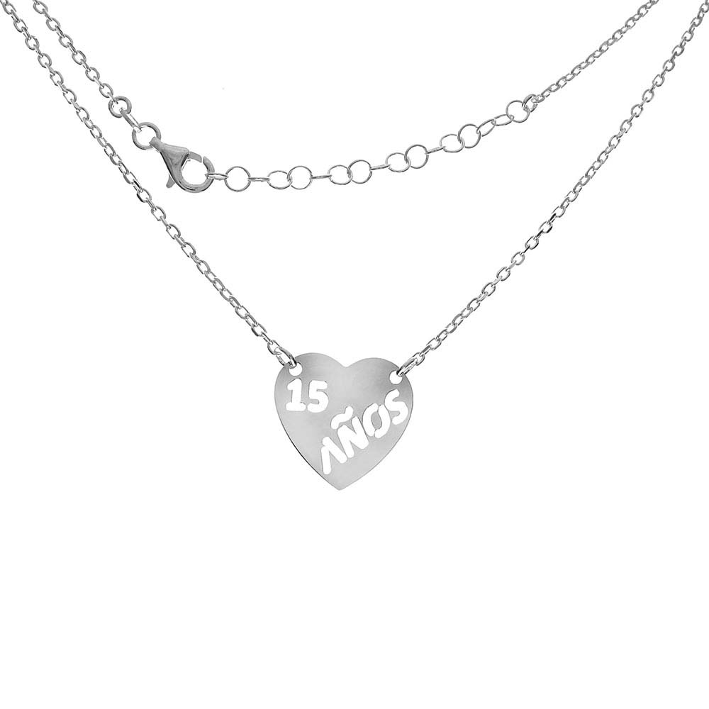 Sterling Silver Italian D/C Cable Chain With Heart Pendant Necklace