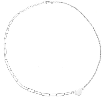 Sterling Silver Mix And Match Rope Paperclip Heart Necklace