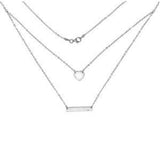 Sterling Silver Rhodium Plated Heart And Bar Shaped NecklaceAnd Length 18 inch