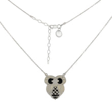 Load image into Gallery viewer, Sterling Silver Diamond Cut Cable Chain With Black and White Enamel Owl Pendant Necklace