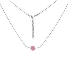 Load image into Gallery viewer, Sterling Silver Rhodium Box Chain With Silumated Pink Opal Ball NecklaceAnd Length 18 inchAnd Diameter 8.5 mm