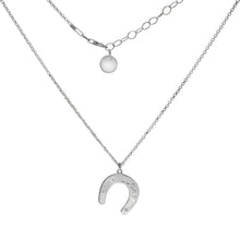Load image into Gallery viewer, Sterling Silver Lucky Horseshoe With CZ Pendant Necklace