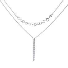 Load image into Gallery viewer, Sterling silver Zigzag Vertical Bar Rhodium Pendant Necklace