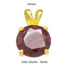 Load image into Gallery viewer, Sterling Silver 7mm Round Cut CZ Garnet Gold Plated Pendant