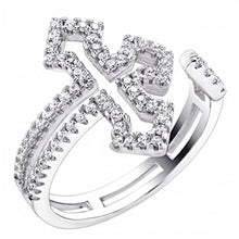 Load image into Gallery viewer, Sterling Silver Micro Pave Cubic Zirconia Cross RingAnd Width 16.6 mm