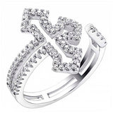 Sterling Silver Micro Pave Cubic Zirconia Cross RingAnd Width 16.6 mm