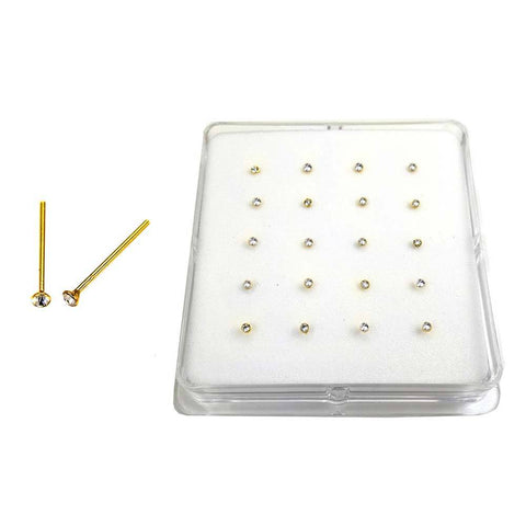 Sterling Silver 1.5mm Crystal Nose Stud Gold Plated Straight EndAnd Weight 17gram