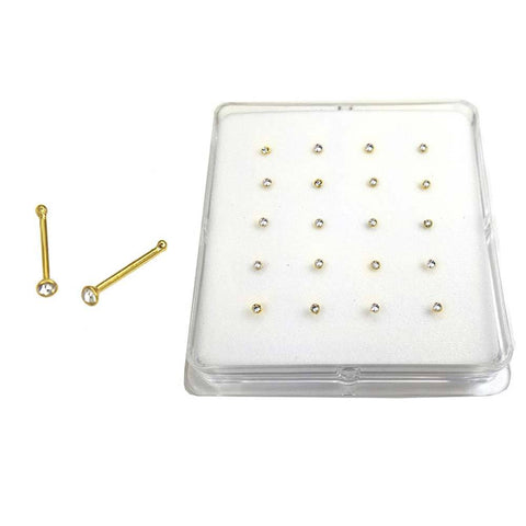 Sterling Silver 1.8mm Crystal Nose Stud Gold Plated With Ball EndAnd Weight 17gram