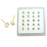 Sterling Silver 3mm Crystal Nose Stud Gold Plated Straight End