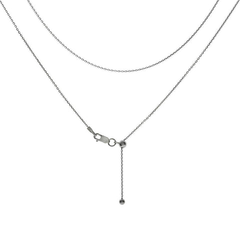 Sterling Silver 1mm Rolo D/C Chain With Sliding Ball Adjustable Chain Necklace